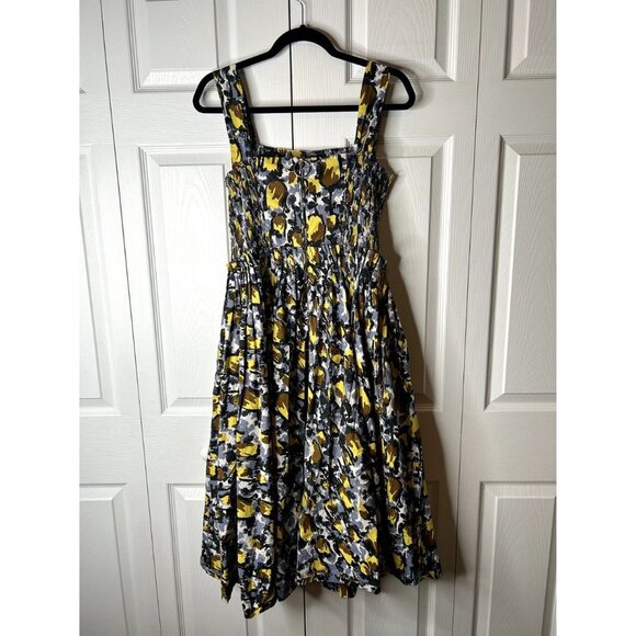 MARNI Citrus Full Skirt Black Printed Square Neck Midi Dress Women's Size IT 40 - Picture 10 of 12